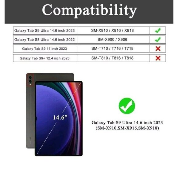 Soke Case For Samsung Galaxy Tab S9 Ultra 2023 / S8 Ultra 2022 With S Pen Holder - Picture 2 of 8